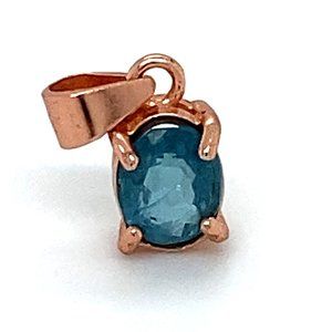 Blue Tourmaline .92ct Rose Gold Silver Pendant